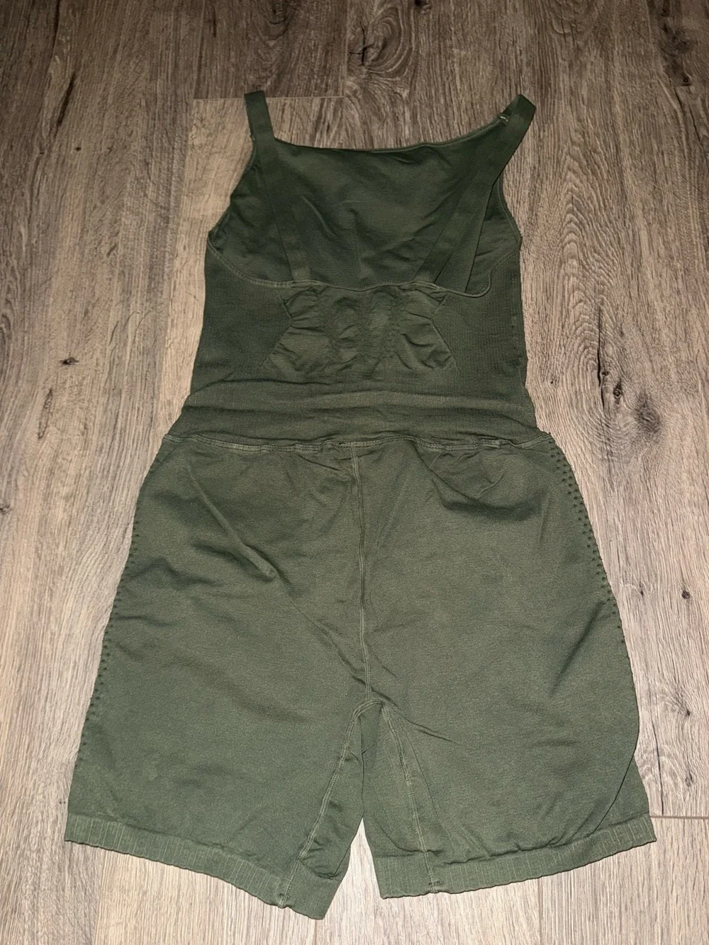 Free People Olive Ribbed Athletic Tank Romper